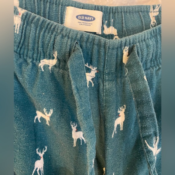 Old Navy teal reindeer pajama pants - Picture 3 of 3